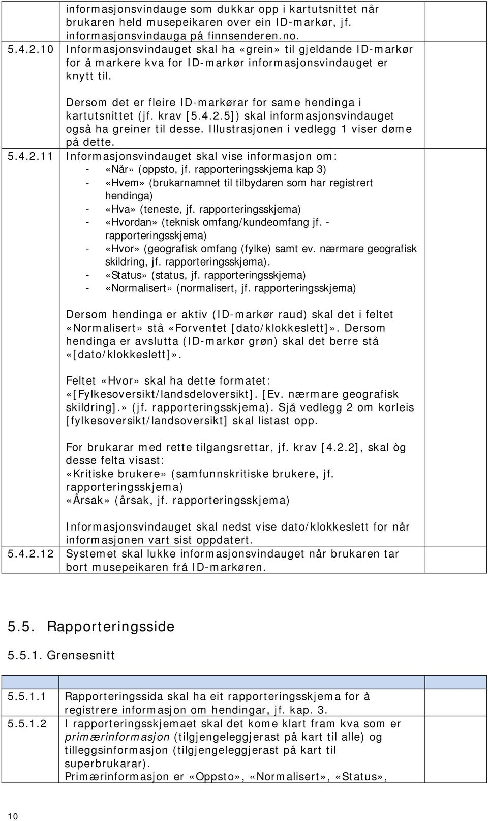 Dersom det er fleire ID-markørar for same hendinga i kartutsnittet (jf. krav [5.4.2.5]) skal informasjonsvindauget også ha greiner til desse. Illustrasjonen i vedlegg 1 viser døme på dette. 5.4.2.11 Informasjonsvindauget skal vise informasjon om: - «Når» (oppsto, jf.