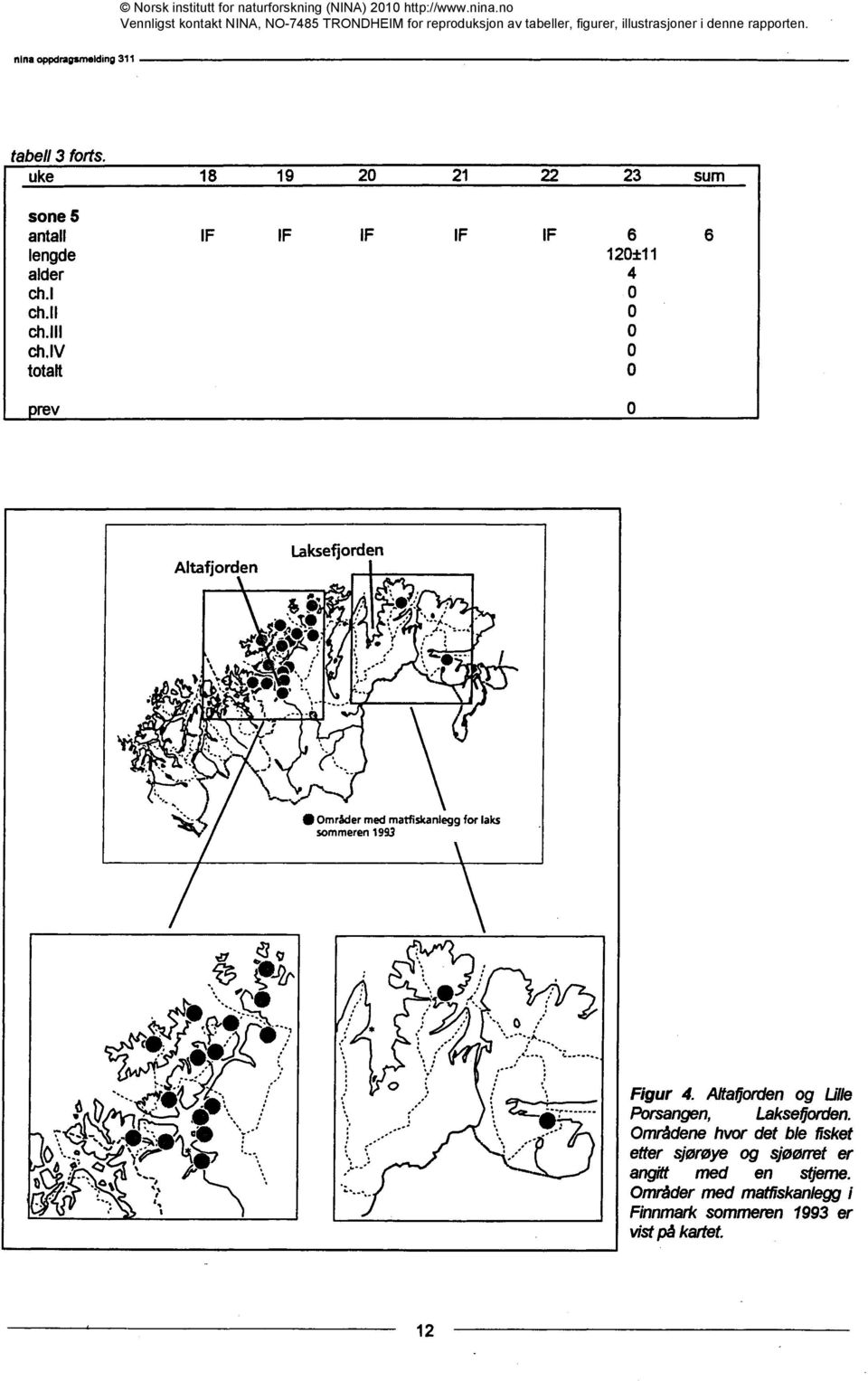 "4) \--/ : Figur 4. Altagorden og Lille Porsangen, Lakse#orrien.