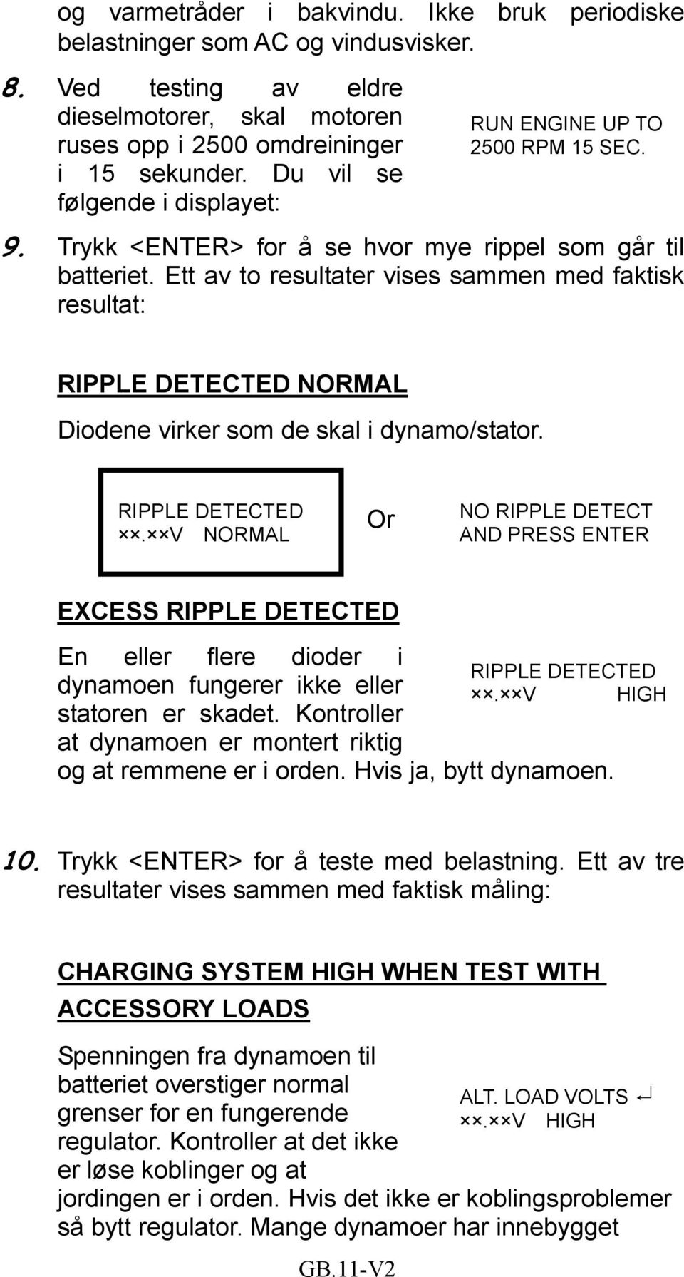 Ett av to resultater vises sammen med faktisk resultat: RIPPLE DETECTED 