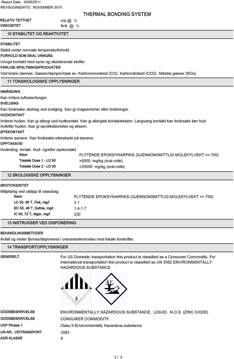 11 TOKSIKOLOGISKE OPPLYSNINGER INNÅNDING Kan irritere luftveier/lunger. SVELGING Kan forårsake ubehag ved svelging. Kan gi magesmerter eller brekninger. HUDKONTAKT Irriterer huden.