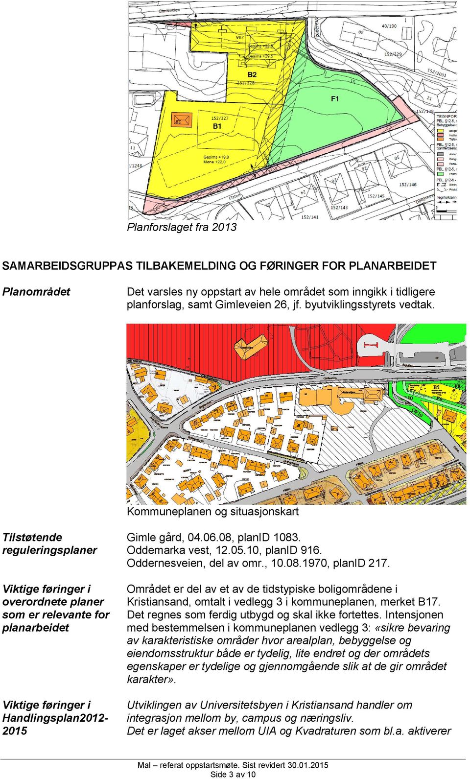 Kommuneplanen og situasjonskart Tilstøtende reguleringsplaner Viktige føringer i overordnete planer som er relevante for planarbeidet Viktige føringer i Handlingsplan2012-2015 Gimle gård, 04.06.