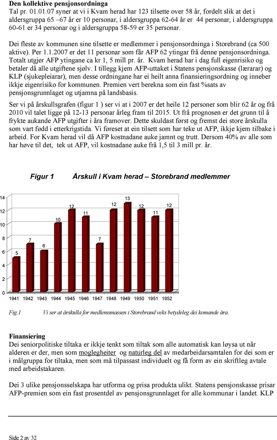 i aldersgruppa 58-59 er 35 personar. Dei fleste av kommunen sine tilsette er medlemmer i pensjonsordninga i Storebrand (ca 500 aktive). Per 1.