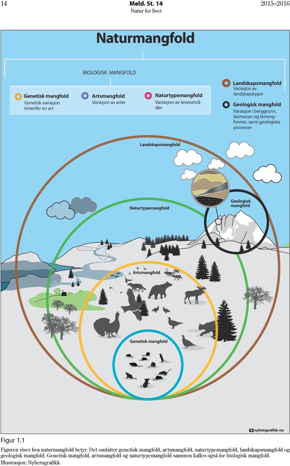 leveområder Variasjon av landskapstyper Geologisk mangfold Variasjon i berggrunn, løsmasser og terrengformer, samt geologiske prosesser Landskapsmangfold Naturtypemangfold