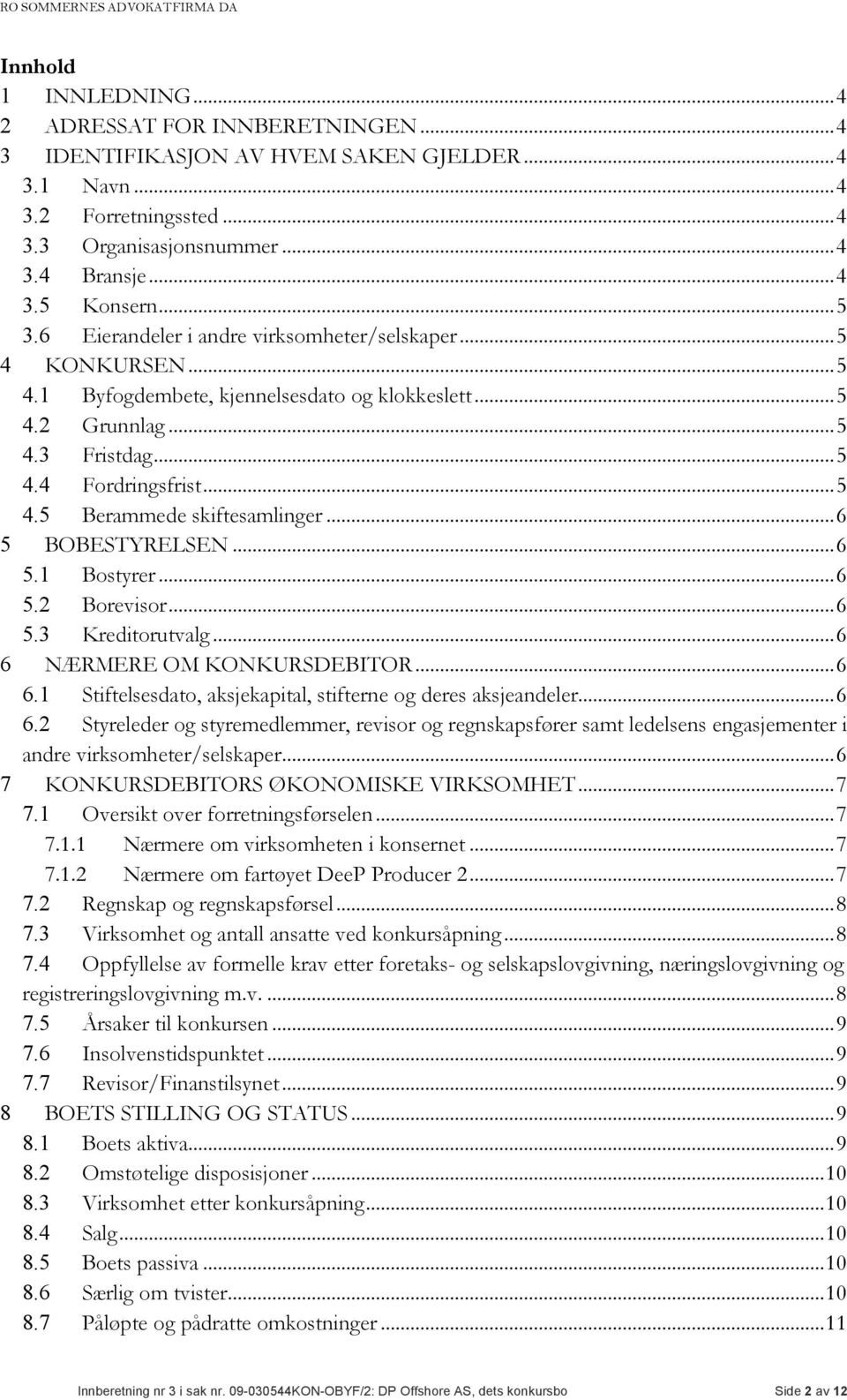 ..6 5 BOBESTYRELSEN...6 5.1 Bostyrer...6 5.2 Borevisor...6 5.3 Kreditorutvalg...6 6 