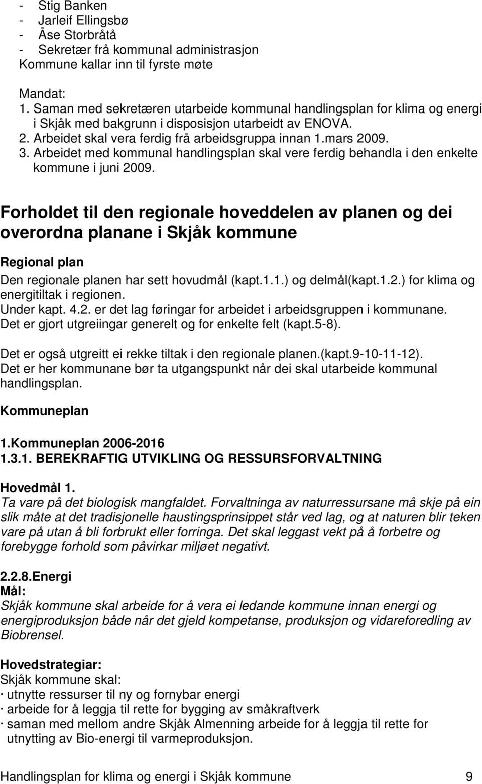 Arbeidet med kommunal handlingsplan skal vere ferdig behandla i den enkelte kommune i juni 2009.