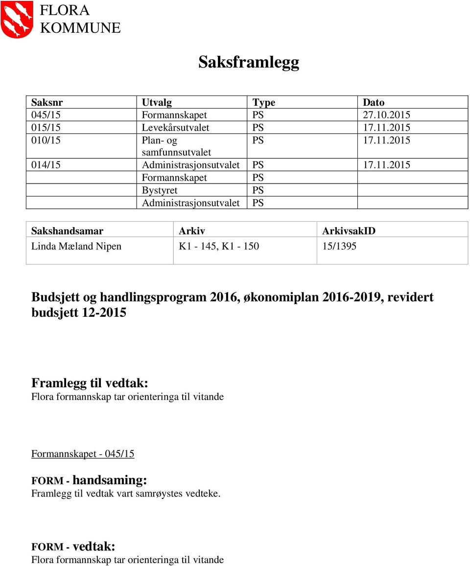 2015 samfunnsutvalet 014/15 Administrasjonsutvalet PS 17.11.