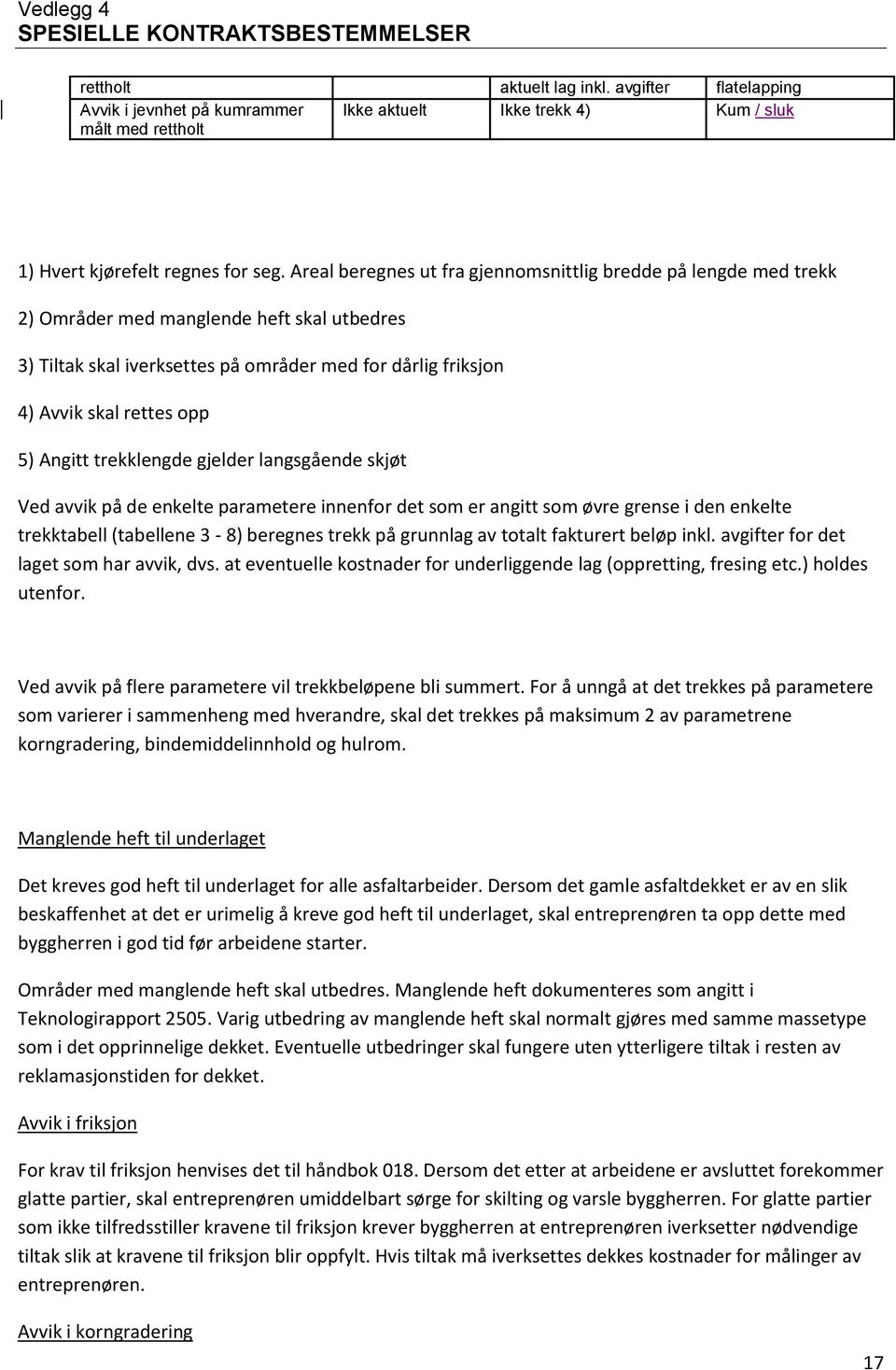 Angitt trekklengde gjelder langsgående skjøt Ved avvik på de enkelte parametere innenfor det som er angitt som øvre grense i den enkelte trekktabell (tabellene 3-8) beregnes trekk på grunnlag av