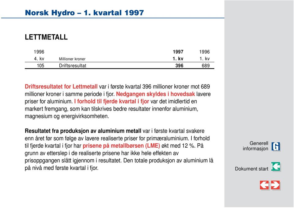 Nedgangen skyldes i hovedsak lavere priser for aluminium.