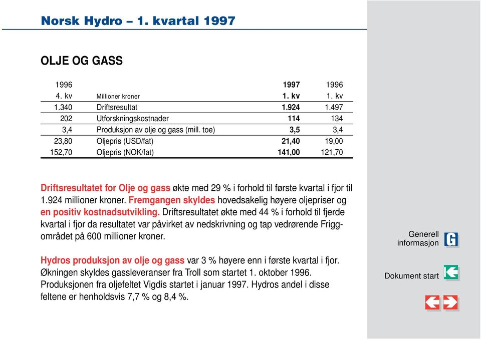 924 millioner kroner. Fremgangen skyldes hovedsakelig høyere oljepriser og en positiv kostnadsutvikling.