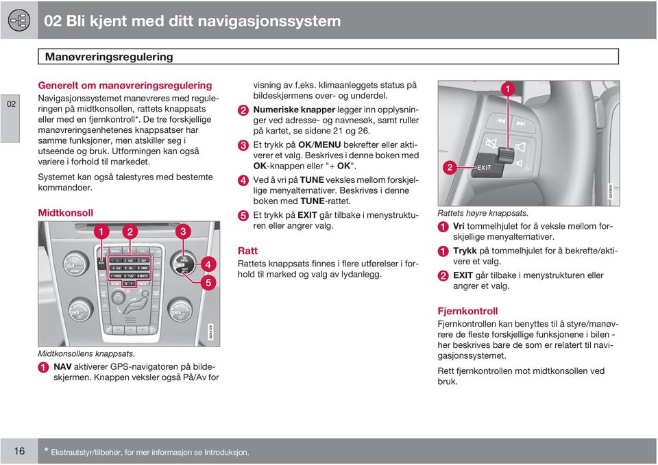 Systemet kan også talestyres med bestemte kommandoer. Midtkonsoll visning av f.eks. klimaanleggets status på bildeskjermens over- og underdel.