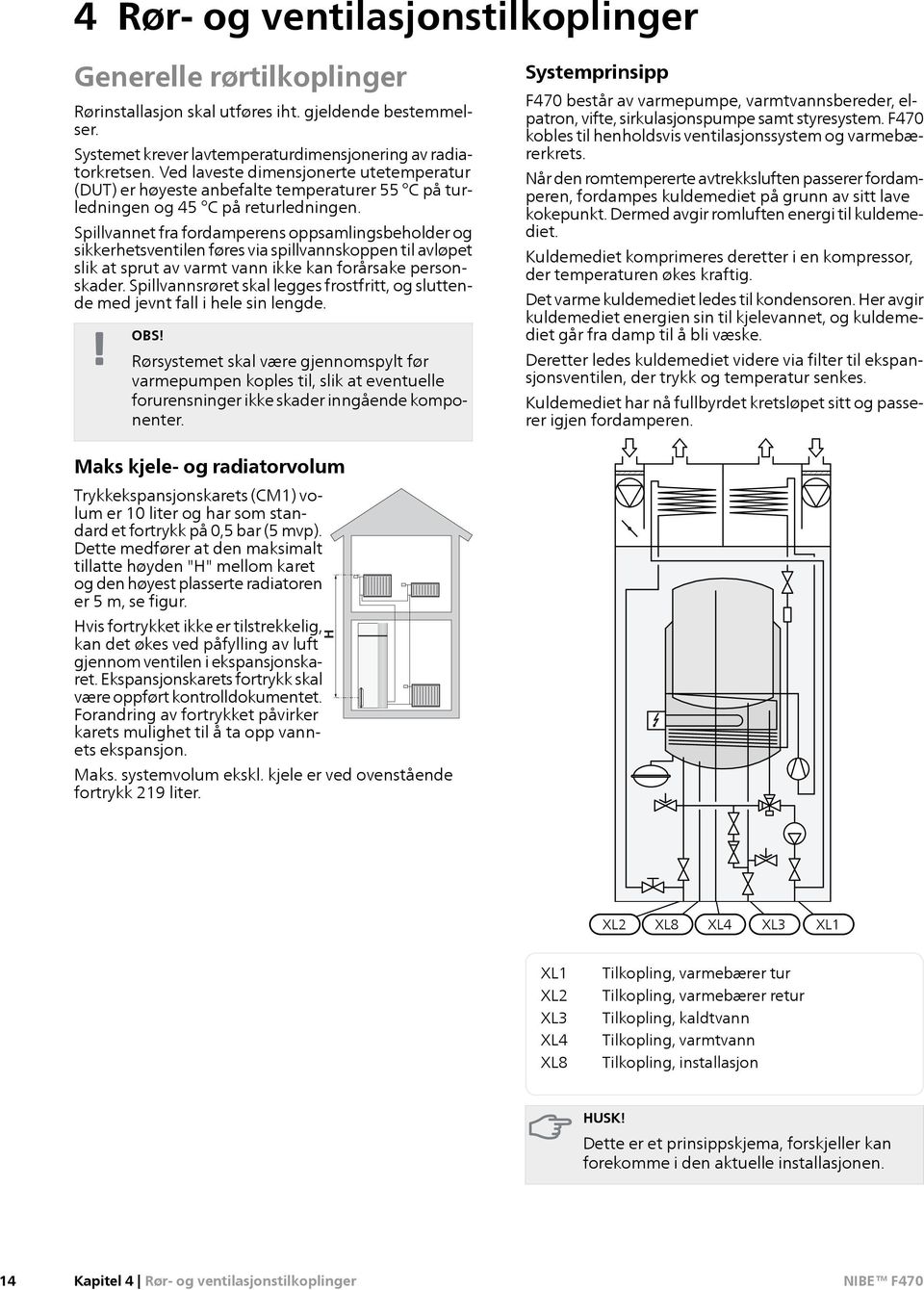 Spillvannet fra fordamperens oppsamlingsbeholder og sikkerhetsventilen føres via spillvannskoppen til avløpet slik at sprut av varmt vann ikke kan forårsake personskader.