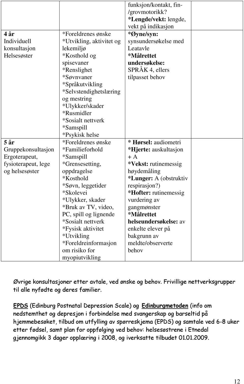 *Ulykker, skader *Bruk av TV, video, PC, spill og lignende *Sosialt nettverk *Fysisk aktivitet *Utvikling *Foreldreinformasjon om risiko for myopiutvikling funksjon/kontakt, fin- /grovmotorikk?