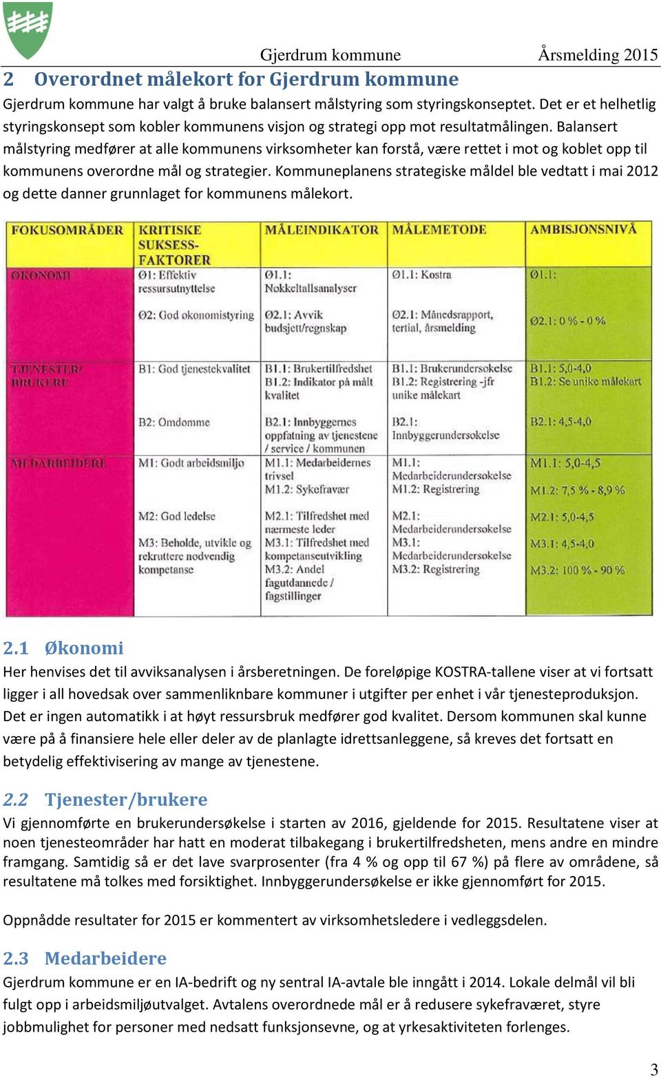 Balansert målstyring medfører at alle kommunens virksomheter kan forstå, være rettet i mot og koblet opp til kommunens overordne mål og strategier.