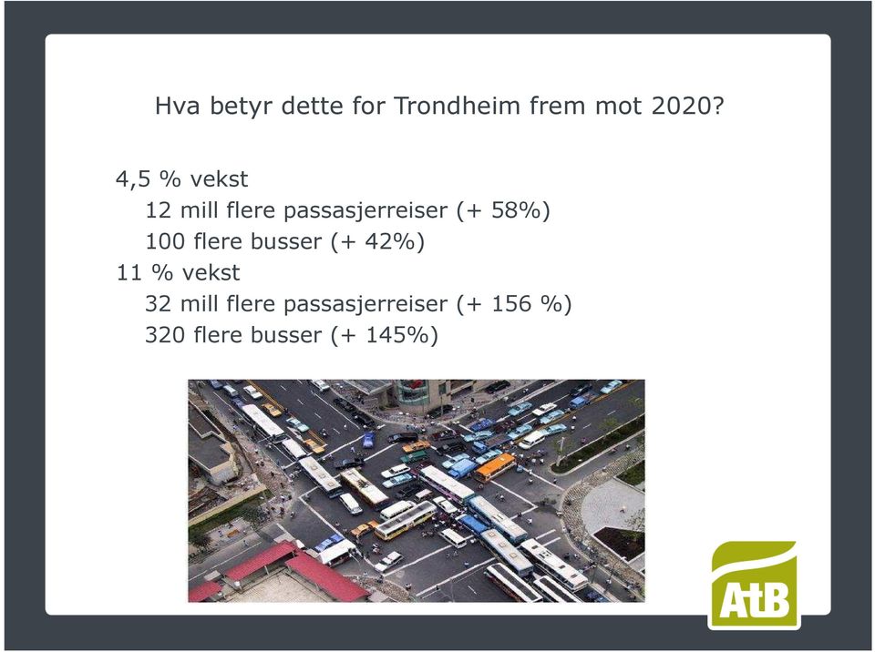 58%) 100 flere busser (+ 42%) 11 % vekst 32 mill