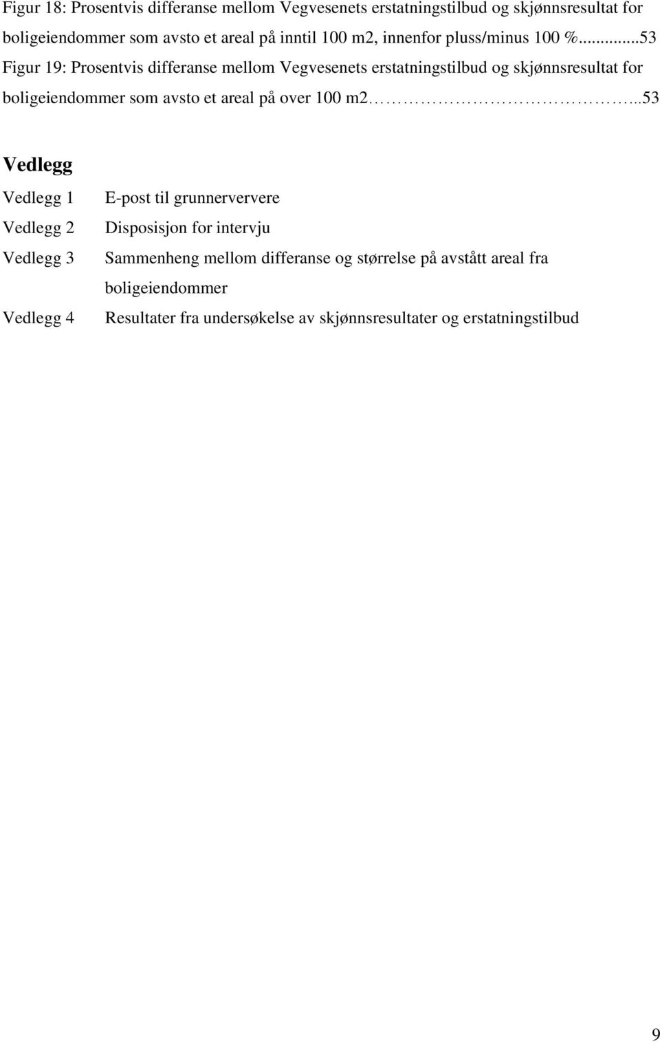 ..53 Figur 19: Prosentvis differanse mellom Vegvesenets erstatningstilbud og skjønnsresultat for boligeiendommer som avsto et areal på over 100