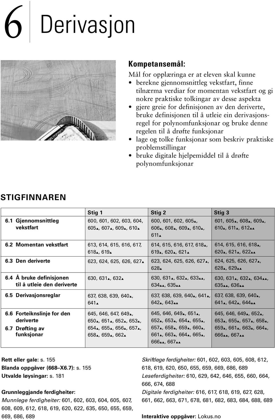 funksjonar som beskriv praktiske problemstillingar bruke digitale hjelpemiddel til å drøfte polynomfunksjonar STIGFINNAREN 6 Gjennomsnittleg vekstfart Stig Stig Stig 3 600, 60, 60, 603, 604, 605,