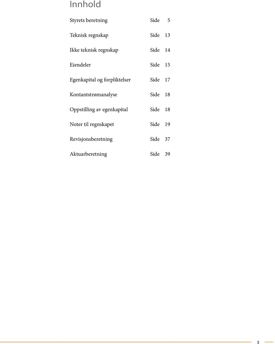 Kontantstrømanalyse Side 18 Oppstilling av egenkapital Side 18 Noter