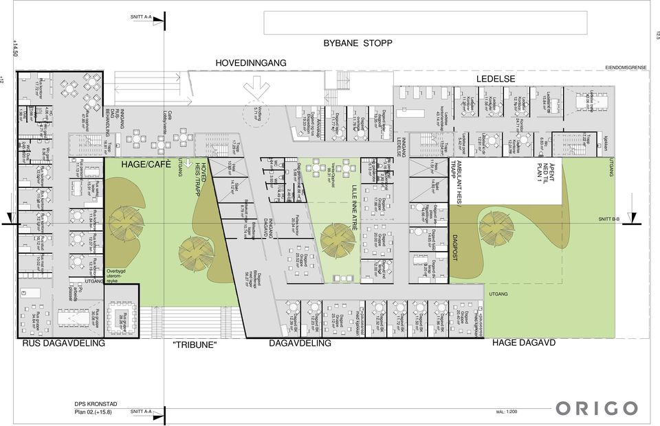 81 m² ÅPENT NED TIL PLAN 1 AMBULANT HEIS / TRAPP HOVED HEIS /TRAPP HAGE/CAFÈ 14.93 m² og rus Ekspedisjon 19.33 m² Vindfang 5.71 m² overlege 11.78 m² Cafè Lobby/vente INNGANG RUS- DAG BEHANDLING HC 4.