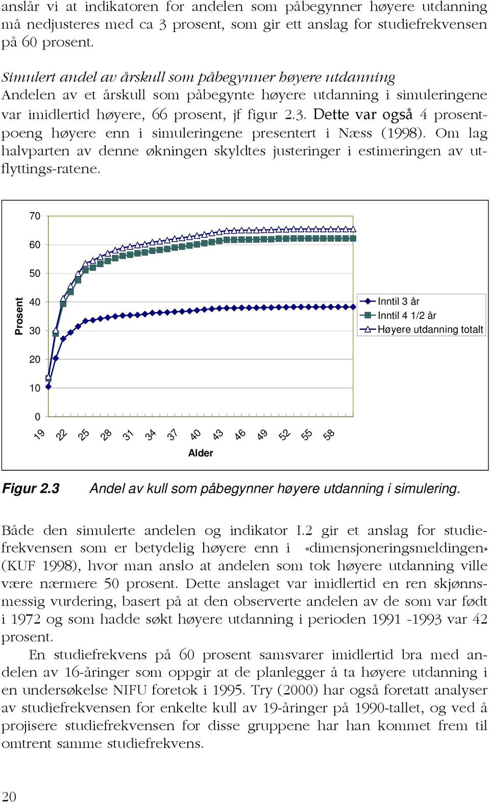 Dette var også 4 prosentpoeng høyere enn i simuleringene presentert i Næss (1998). Om lag halvparten av denne økningen skyldtes justeringer i estimeringen av utflyttings-ratene.