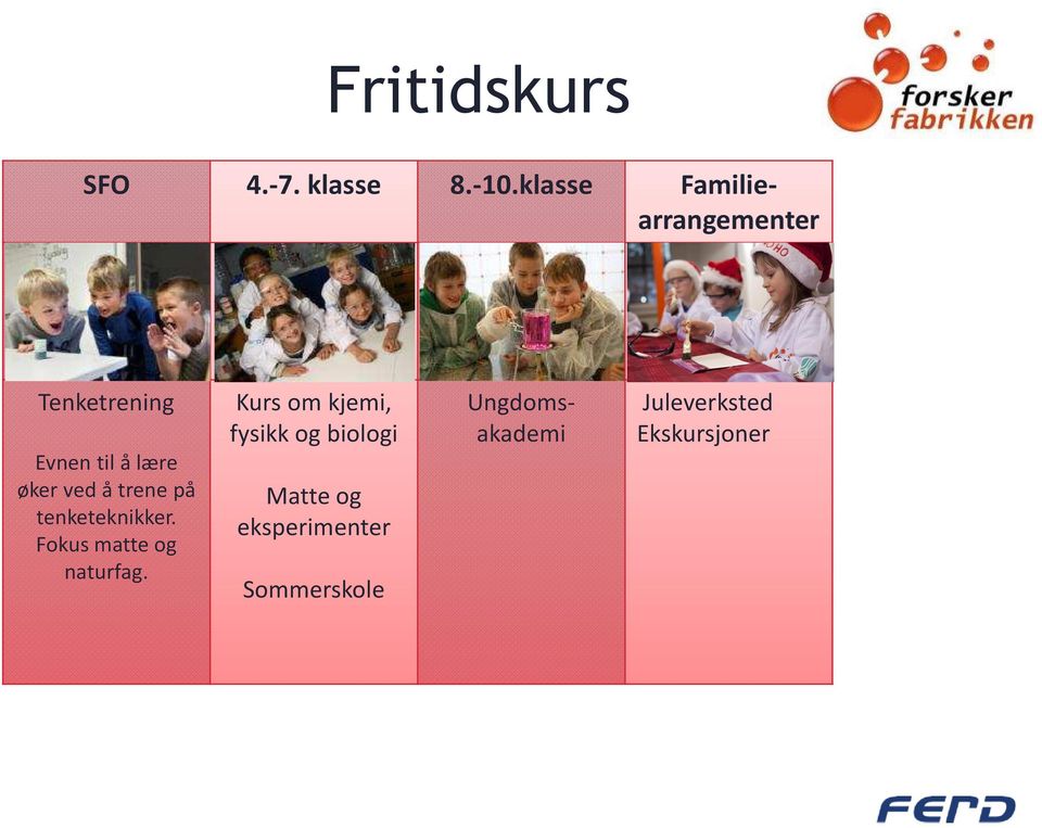 ved å trene på tenketeknikker. Fokus matte og naturfag.