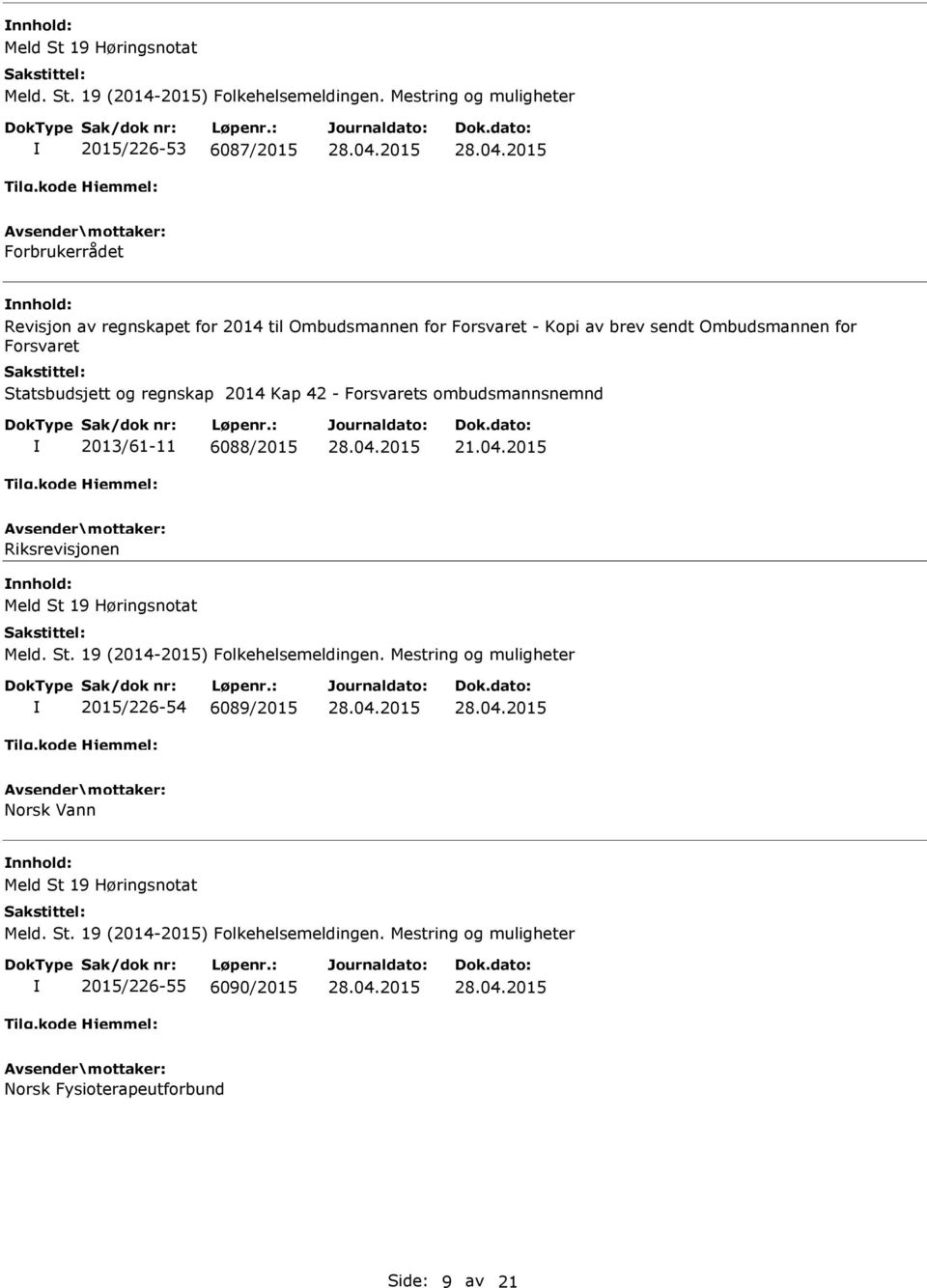 Kap 42 - Forsvarets ombudsmannsnemnd 2013/61-11 6088/2015 21.04.