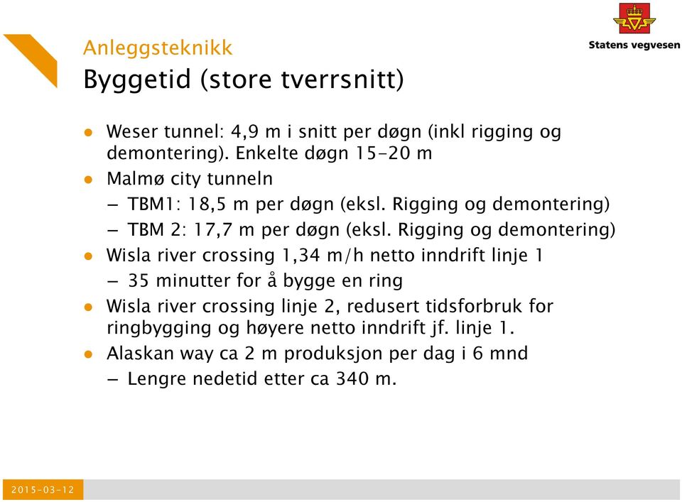 Rigging og demontering) Wisla river crossing 1,34 m/h netto inndrift linje 1 35 minutter for å bygge en ring Wisla river crossing