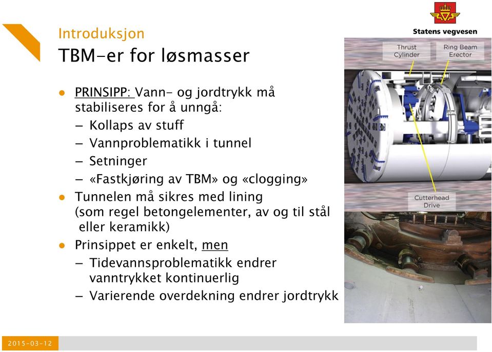 må sikres med lining (som regel betongelementer, av og til stål eller keramikk) Prinsippet er