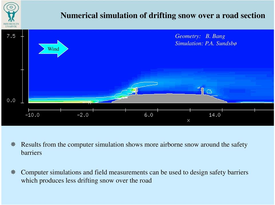 Sundsbø Results from the computer simulation shows more airborne snow around the