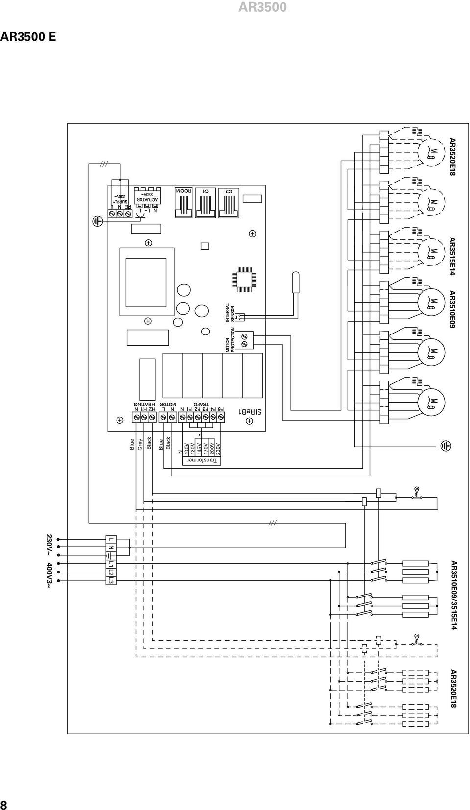 145V 170V 200V 230V Transformer