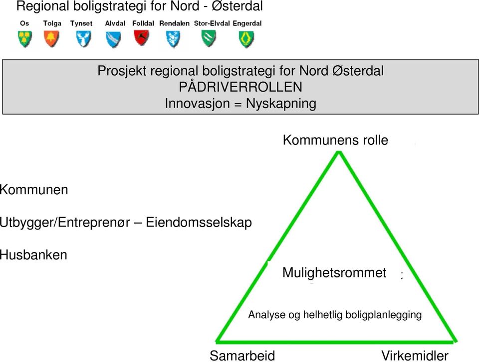 Nyskapning Kommunens rolle Kommunen Utbygger/Entreprenør