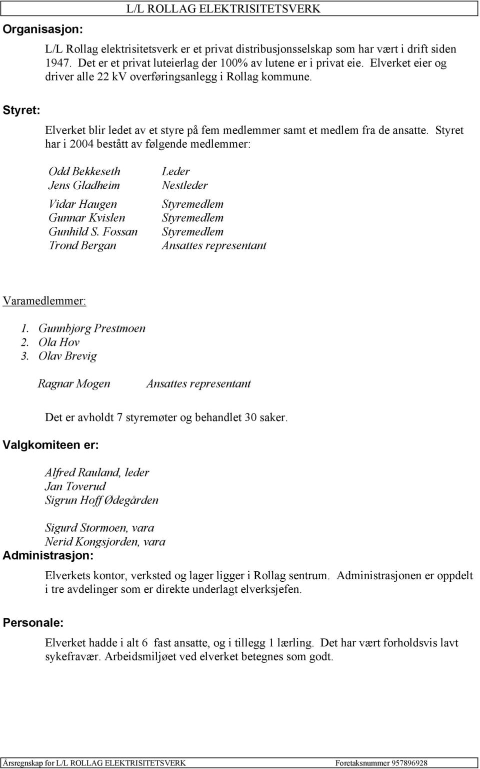 Styret: Elverket blir ledet av et styre på fem medlemmer samt et medlem fra de ansatte.