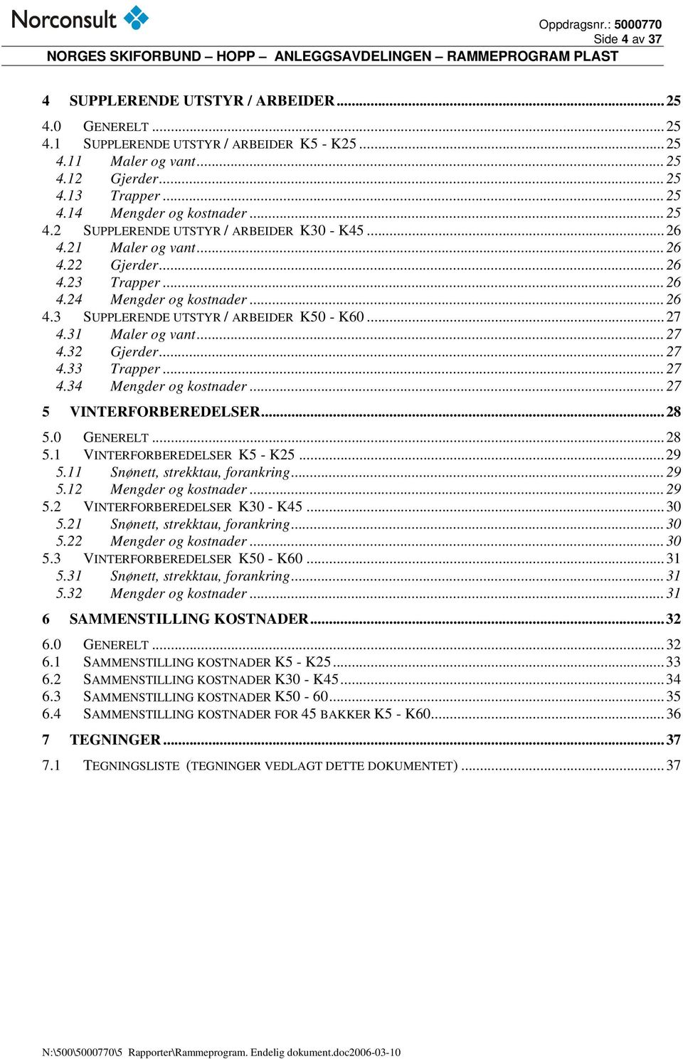 31 Maler og vant...27 4.32 Gjerder...27 4.33 Trapper...27 4.34 Mengder og kostnader...27 5 VINTERFORBEREDELSER...28 5.0 GENERELT...28 5.1 VINTERFORBEREDELSER K5 - K25...29 5.