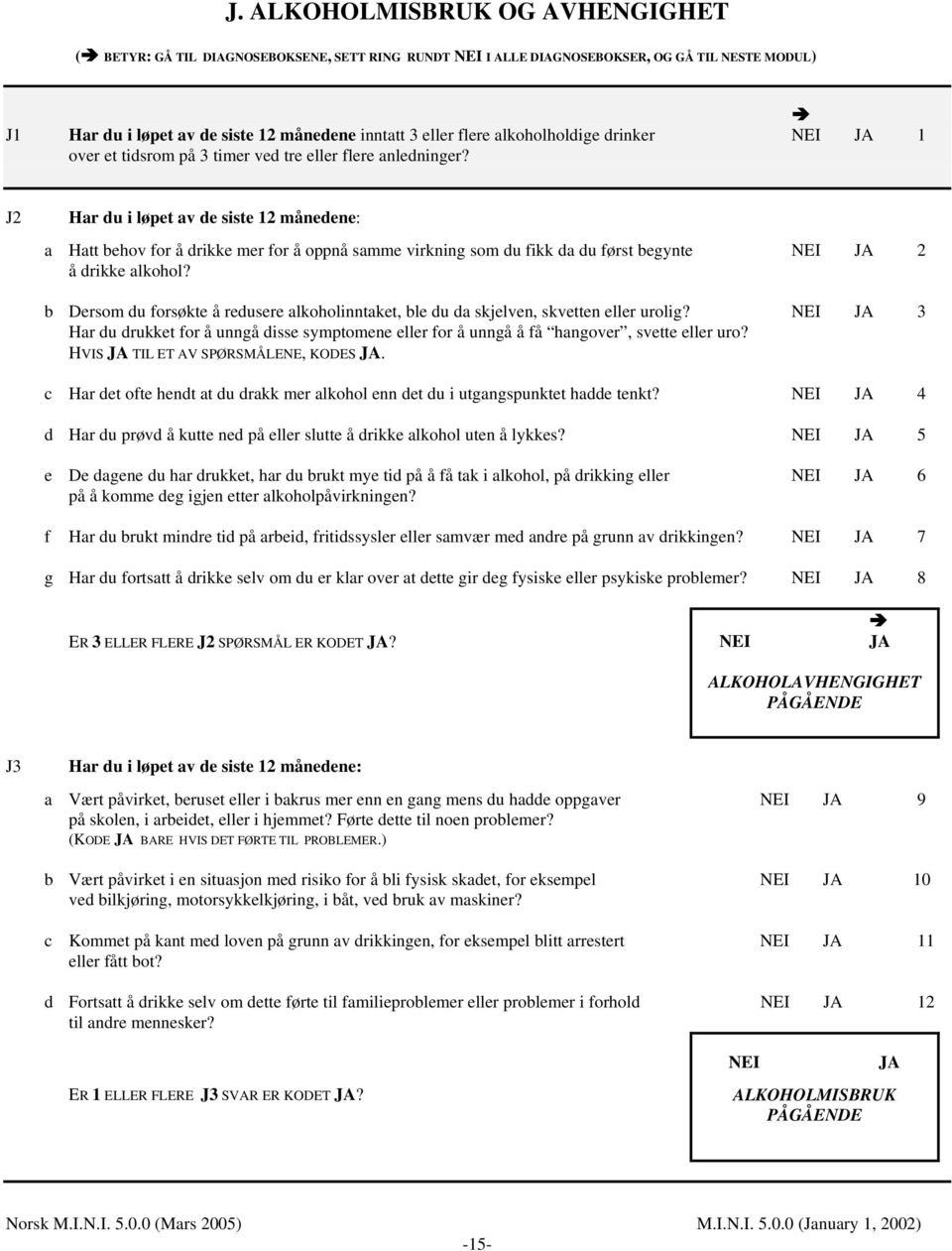 J2 Har du i løpet av de siste 12 månedene: a Hatt behov for å drikke mer for å oppnå samme virkning som du fikk da du først begynte 2 å drikke alkohol?