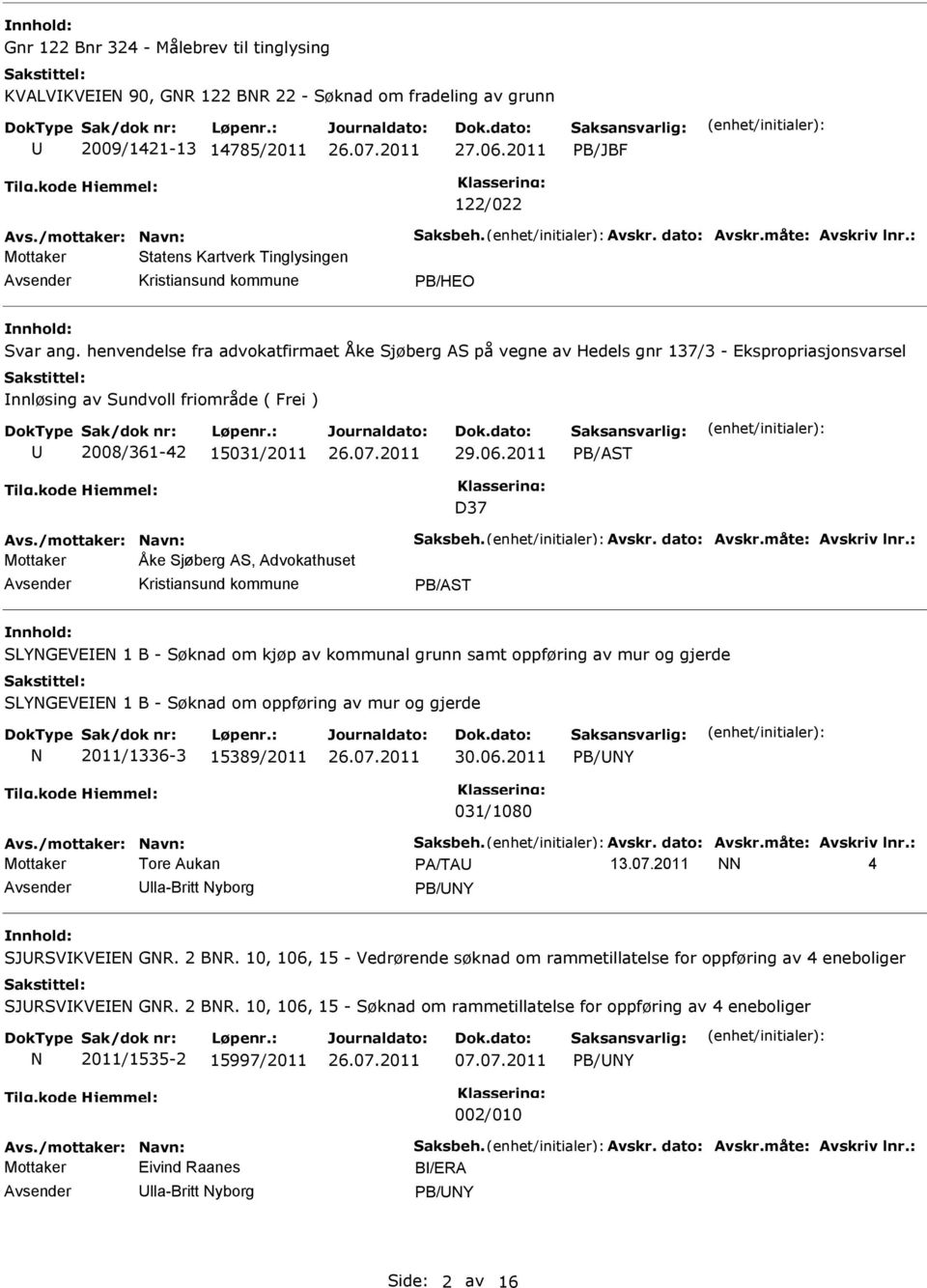 henvendelse fra advokatfirmaet Åke Sjøberg AS på vegne av Hedels gnr 137/3 - Ekspropriasjonsvarsel nnløsing av Sundvoll friområde ( Frei ) 2008/361-42 15031/2011 29.06.2011 PB/AST D37 Avs.