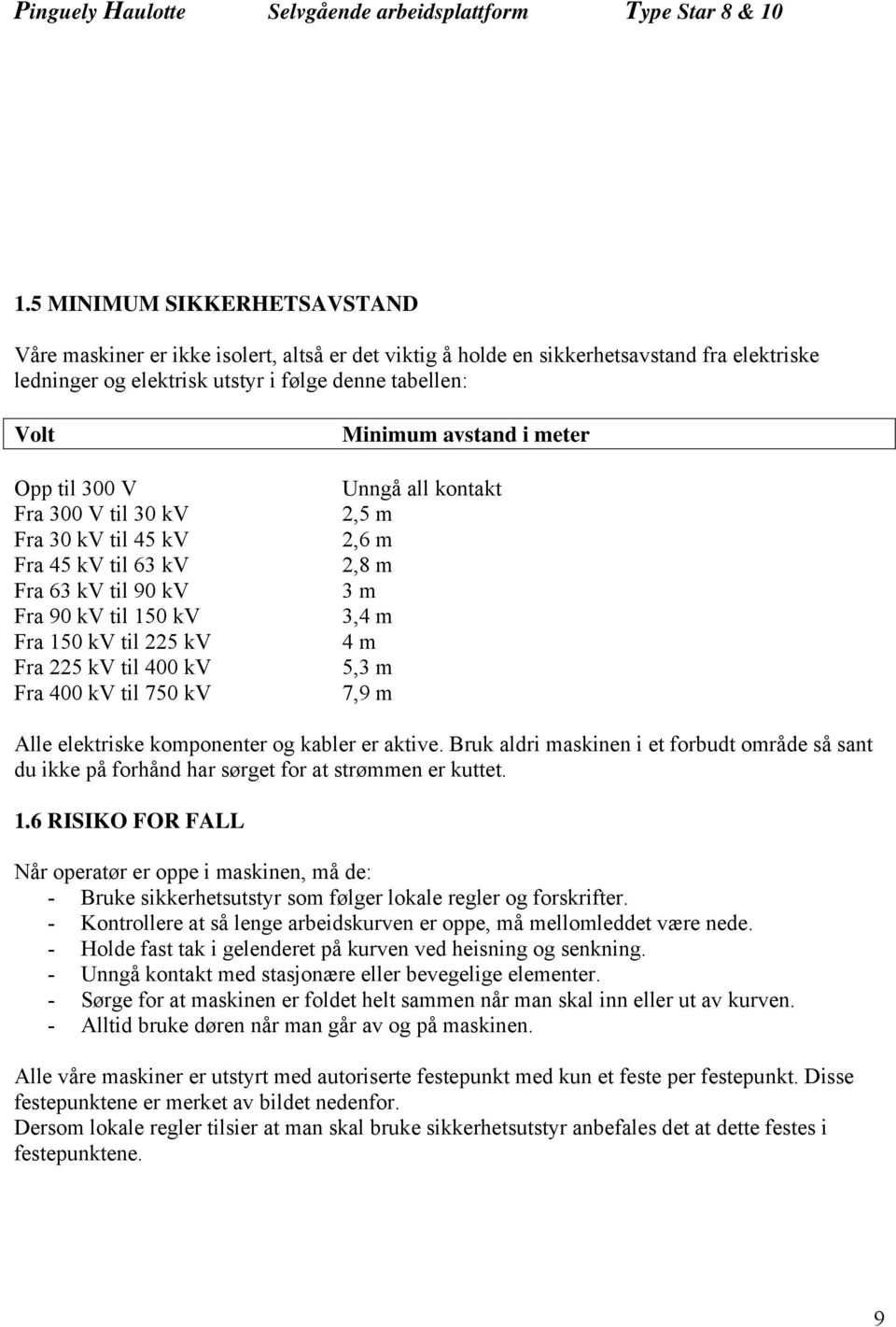 all kontakt 2,5 m 2,6 m 2,8 m 3 m 3,4 m 4 m 5,3 m 7,9 m Alle elektriske komponenter og kabler er aktive.