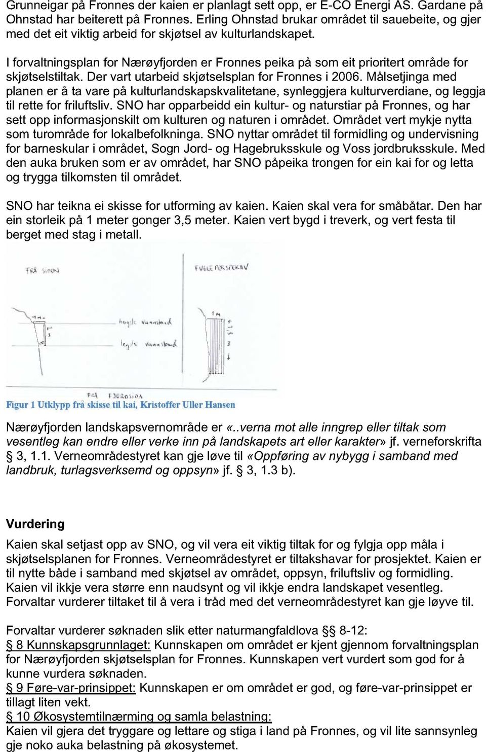 I forvaltningsplan for Nærøyfjorden er Fronnes peika på som eit prioritert område for skjøtselstiltak. Der vart utarbeid skjøtselsplan for Fronnes i 2006.