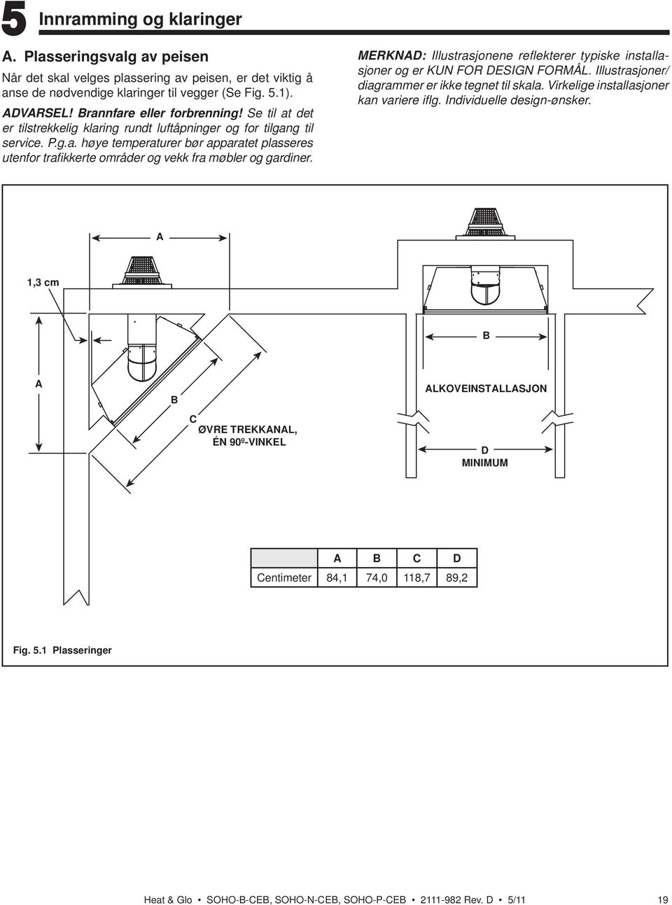 MERKNAD: Illustrasjonene refl ekterer typiske installasjoner og er KUN FOR DESIGN FORMÅL. Illustrasjoner/ diagrammer er ikke tegnet til skala. Virkelige installasjoner kan variere ifl g.