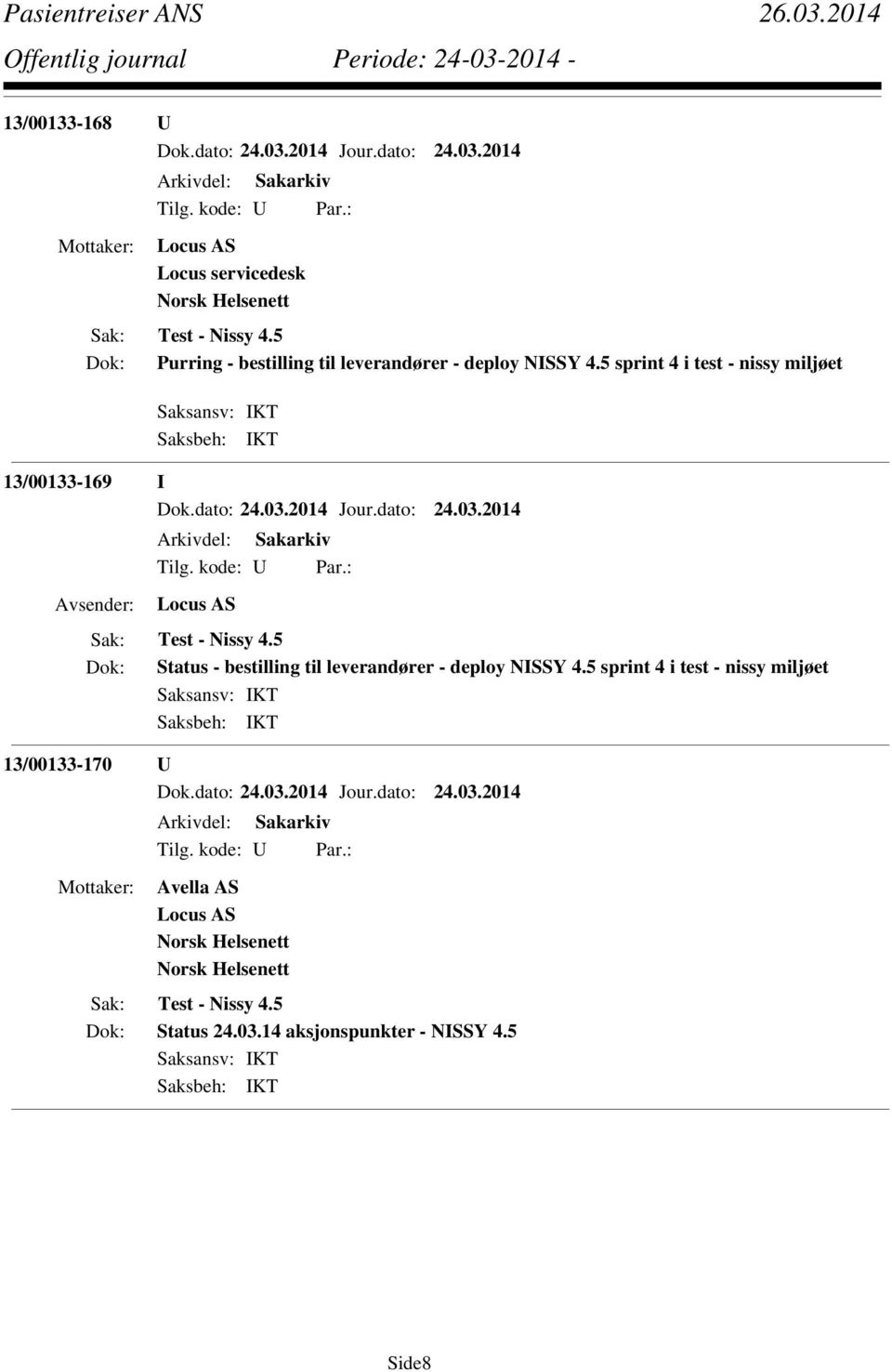 5 sprint 4 i test - nissy miljøet 13/00133-169 I Locus AS Test - Nissy 4.