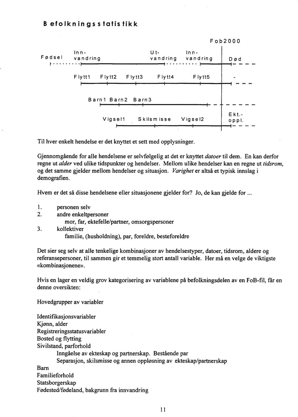 En kan derfor regne ut alder ved ulike tidspunkter og hendelser. Mellom ulike hendelser kan en regne ut tidsrom, og det samme gjelder mellom hendelser og situasjon.