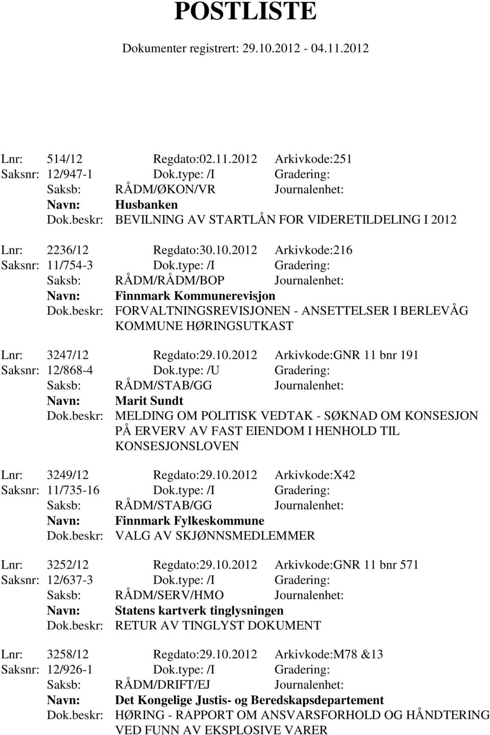 beskr: FORVALTNINGSREVISJONEN - ANSETTELSER I BERLEVÅG KOMMUNE HØRINGSUTKAST Lnr: 3247/12 Regdato:29.10.2012 Arkivkode:GNR 11 bnr 191 Saksnr: 12/868-4 Dok.type: /U Gradering: Marit Sundt Dok.