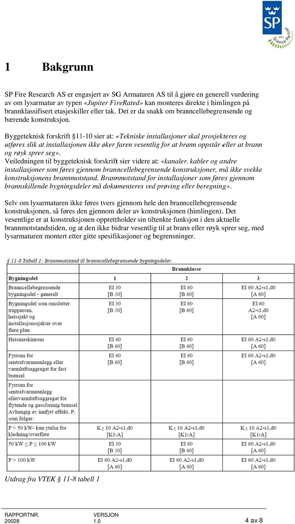 Byggeteknisk forskrift 11-10 sier at: «Tekniske installasjoner skal prosjekteres og utføres slik at installasjonen ikke øker faren vesentlig for at brann oppstår eller at brann og røyk sprer seg».