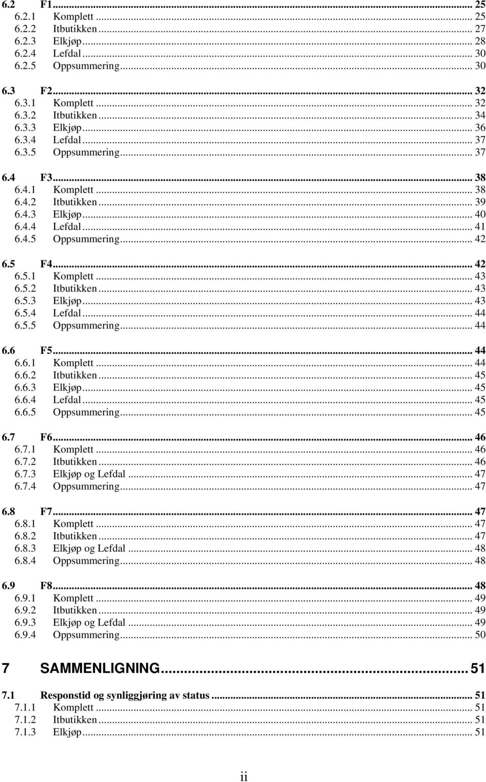 5.5 Oppsummering... 44 6.6 F5... 44 6.6.1 Komplett... 44 6.6.2 Itbutikken... 45 6.6.3 Elkjøp... 45 6.6.4 Lefdal... 45 6.6.5 Oppsummering... 45 6.7 F6... 46 6.7.1 Komplett... 46 6.7.2 Itbutikken... 46 6.7.3 Elkjøp og Lefdal.