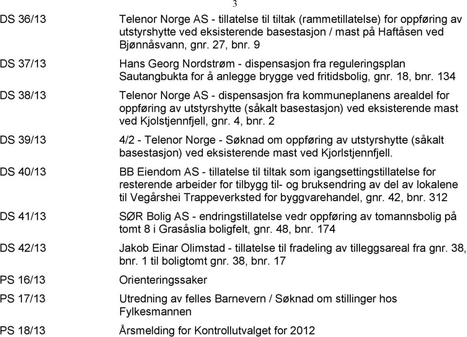 134 Telenor Norge AS - dispensasjon fra kommuneplanens arealdel for oppføring av utstyrshytte (såkalt basestasjon) ved eksisterende mast ved Kjolstjennfjell, gnr. 4, bnr.
