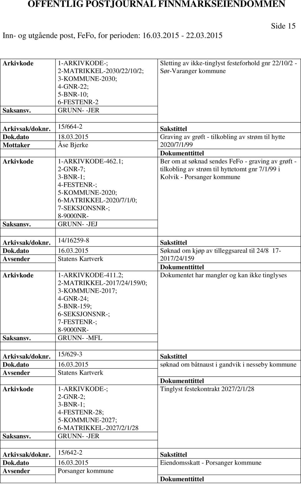 1; 2-GNR-7; 3-BNR-1; Ber om at søknad sendes FeFo - graving av grøft - tilkobling av strøm til hyttetomt gnr 7/1/99 i Kolvik - Porsanger kommune 4-FESTENR-; 5-KOMMUNE-2020; 6-MATRIKKEL-2020/7/1/0;