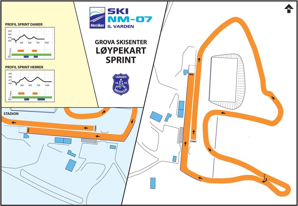 SKISENTER LØYPEKART SPRINT Damer 430 420 410 400 250