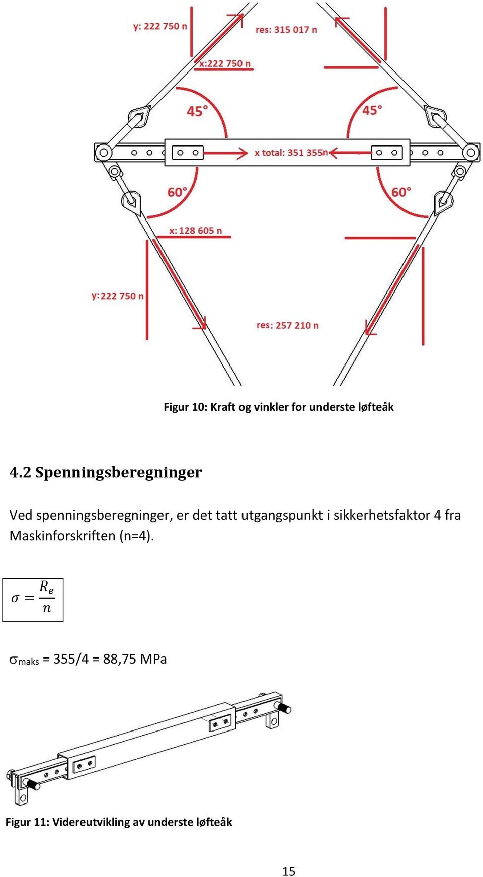 utgangspunkt i sikkerhetsfaktor 4 fra Maskinforskriften (n=4).