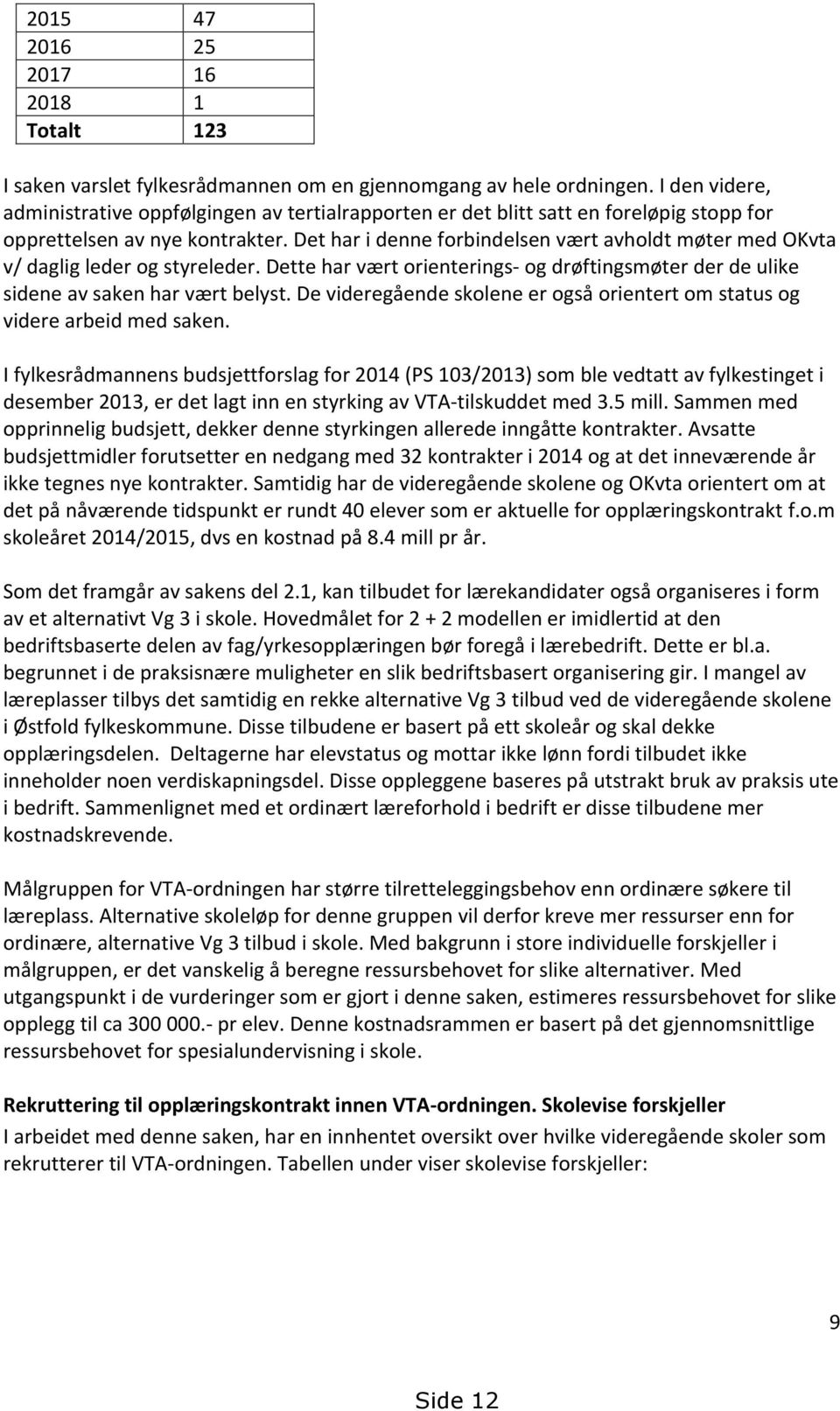 Det har i denne forbindelsen vært avholdt møter med OKvta v/ daglig leder og styreleder. Dette har vært orienterings- og drøftingsmøter der de ulike sidene av saken har vært belyst.