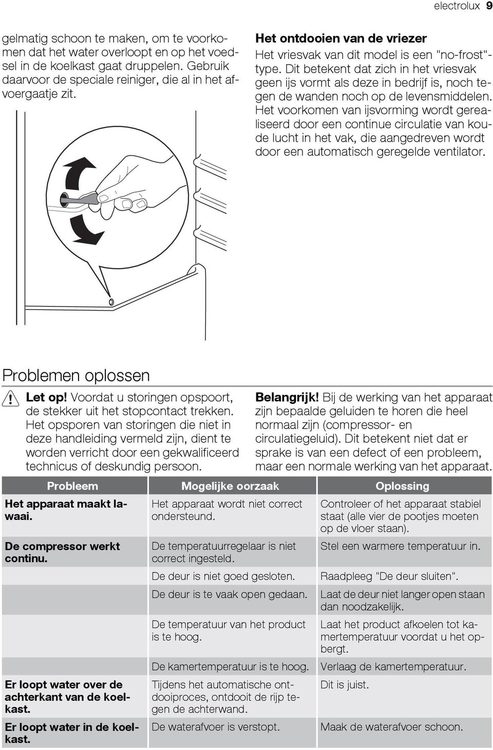 Dit betekent dat zich in het vriesvak geen ijs vormt als deze in bedrijf is, noch tegen de wanden noch op de levensmiddelen.