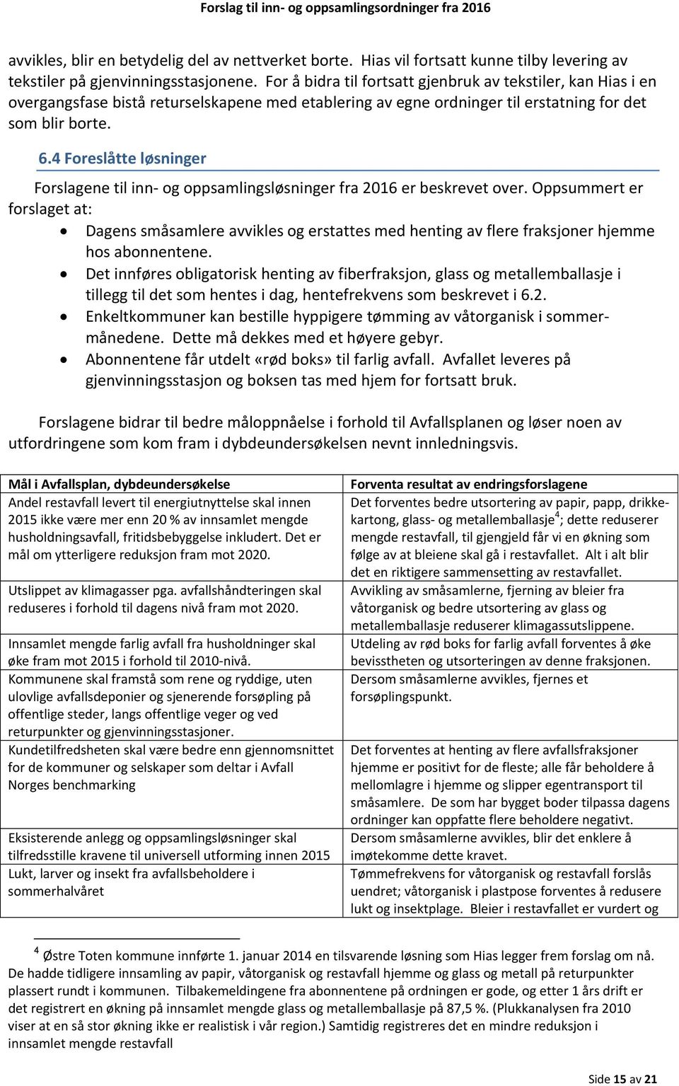 4 Foreslåtte løsninger Forslagene til inn og oppsamlingsløsninger fra 2016 er beskrevet over.