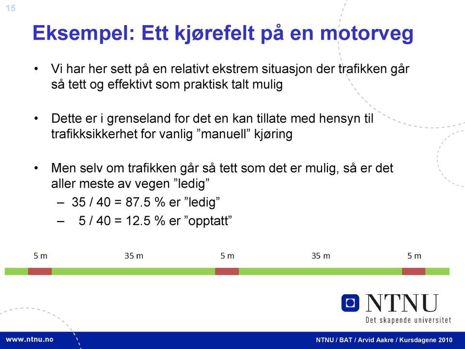 tillate med hensyn til trafikksikkerhet for vanlig manuell kjøring Men selv om trafikken går så